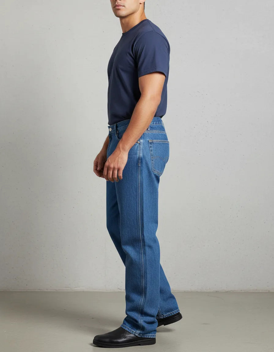 Pantalón de Trabajo Hombre Mezclilla Azul Reforzado | Jeans Laboral Resistente