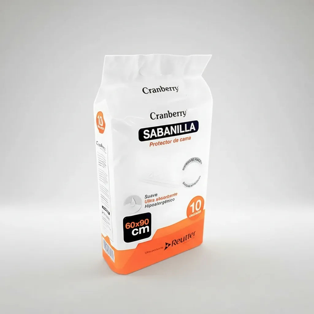 Protector de Cama 60x90 cm Cranberry – Pack 10 Unidades | Absorbente y Desechable