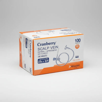 Scalp Vein 23G 3/4 Cranberry – Aguja Mariposa Estéril (100 Unidades)
