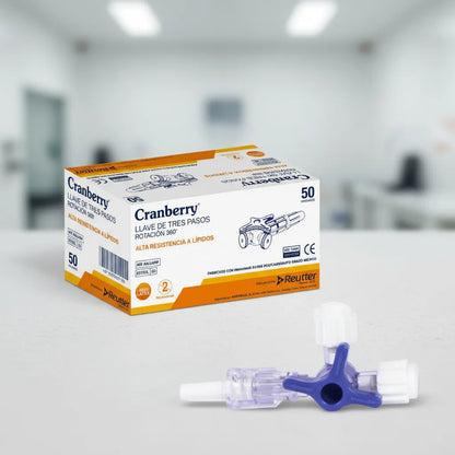 Llave de 3 Pasos Cranberry con Rotación 360° - Caja 50 Unidades