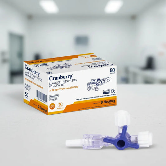 Llave de 3 Pasos Cranberry con Rotación 360° - Caja 50 Unidades