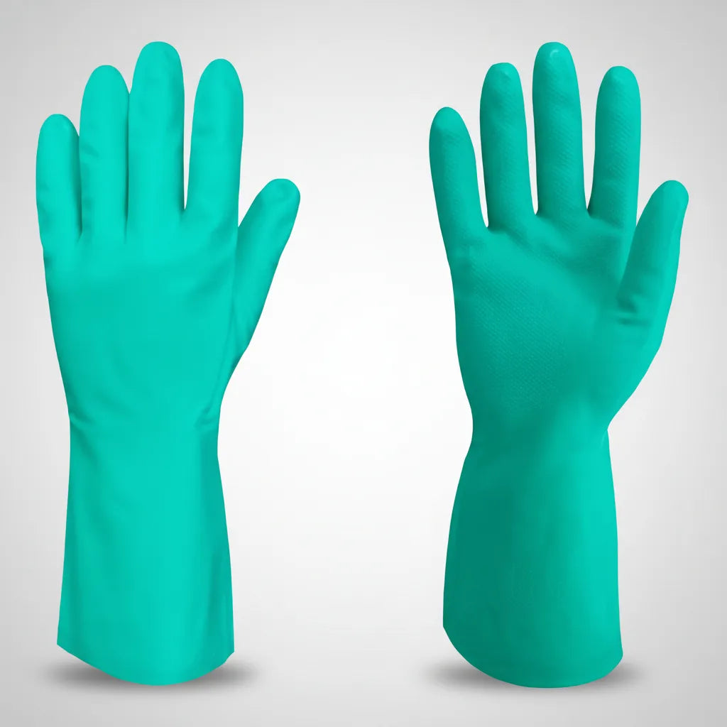 Pack 12 Guantes de Nitrilo Verde Flocado Force Largo | Alta Resistencia y Comodidad