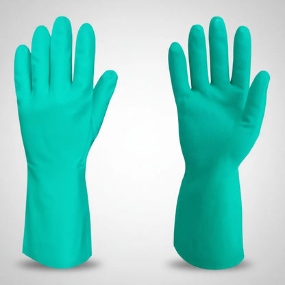 Pack 12 Guantes de Nitrilo Verde Flocado Force Largo | Alta Resistencia y Comodidad