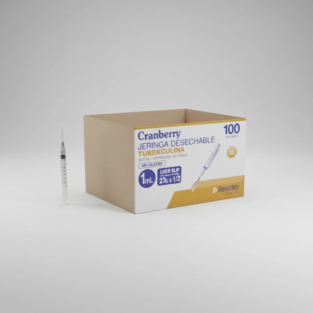 Jeringa Tuberculina 1 cc con Aguja 27G 1/2 – Desechable y Estéril | 100 Unidades