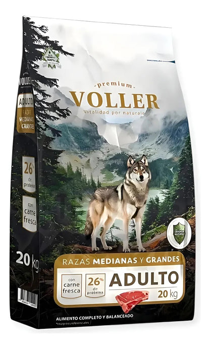 Alimento Seco Voller Para Perro Adulto Grande Carne 20 Kg 26% Proteína
