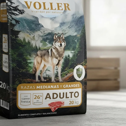 Alimento Seco Voller Para Perro Adulto Grande Carne 20 Kg 26% Proteína
