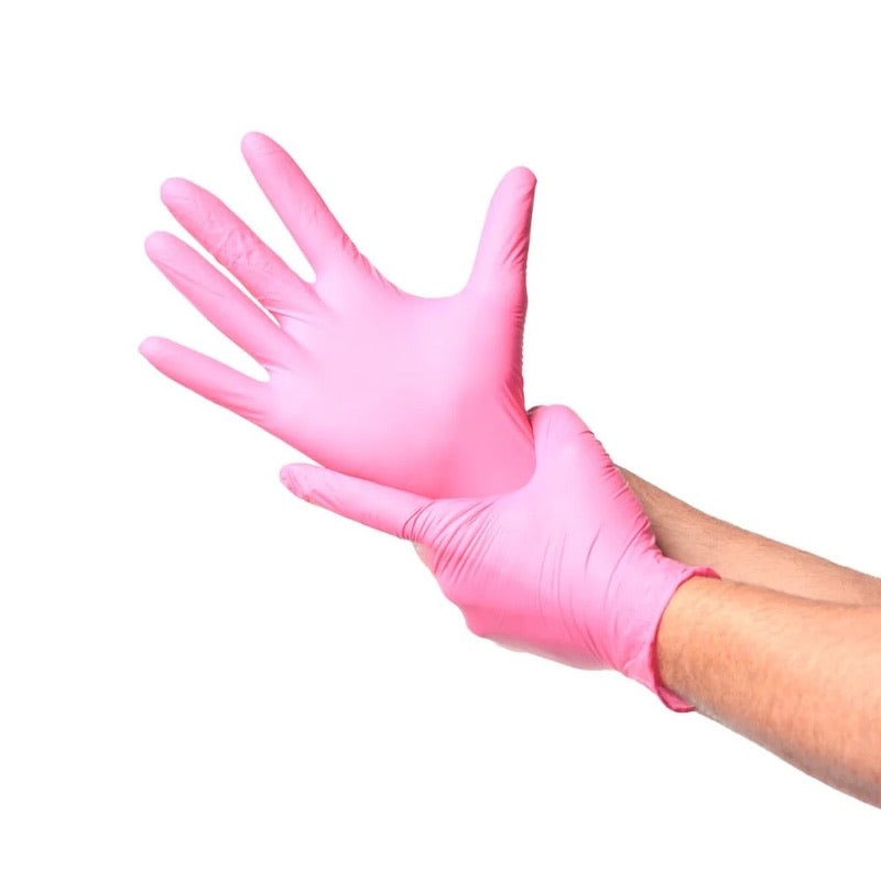 Guantes Top Safe Nitrilo Rosa Antideslizantes 100 unidades