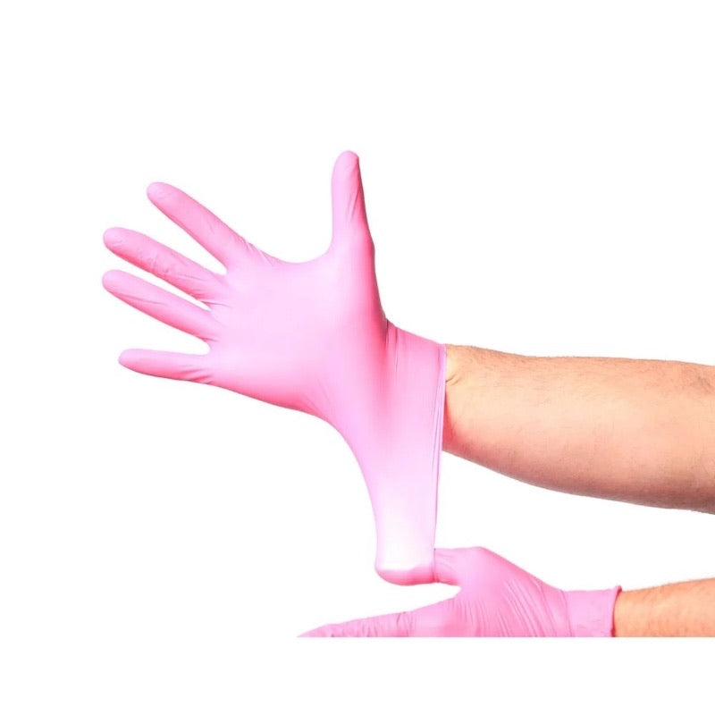 Guantes Top Safe Nitrilo Rosa Antideslizantes 100 unidades