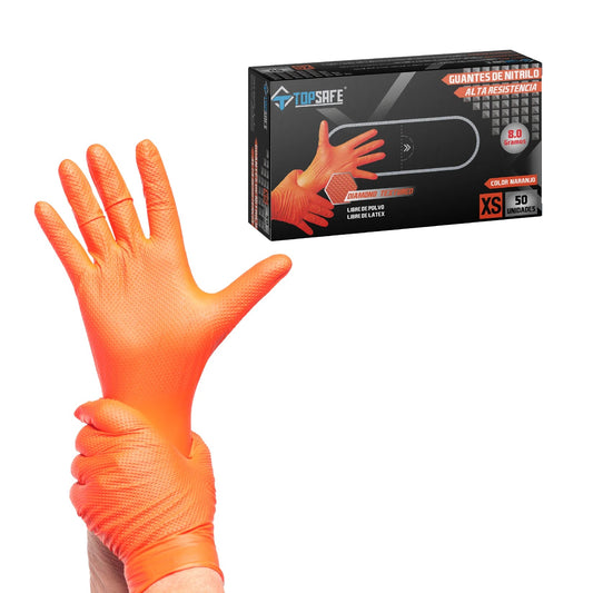 Guantes Top Safe Naranjo Diamantado 8.0 Grs Profesional