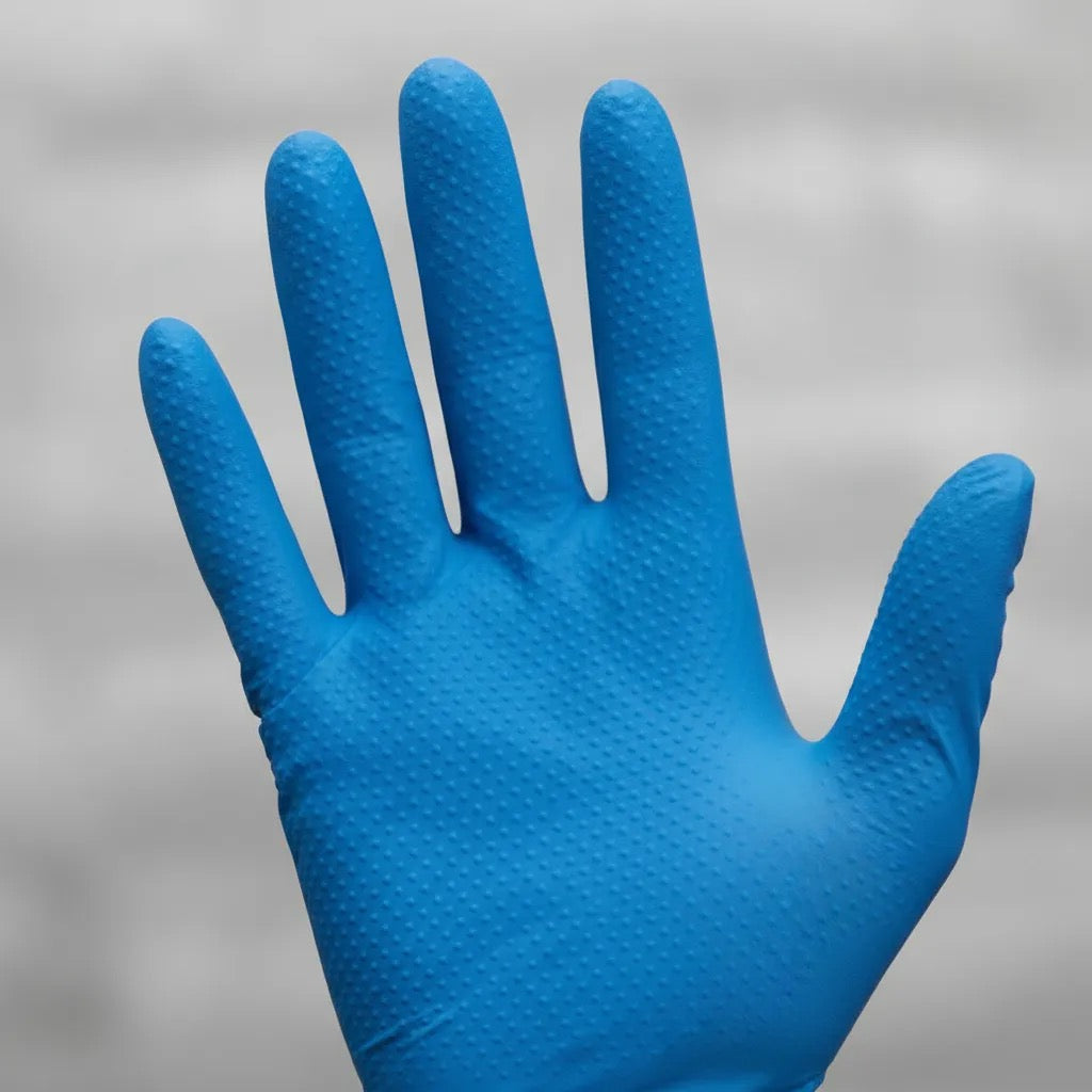 Guante Nitrilo Texturizado Azul 10 Gr TopSafe (50 Unidades) | Extra Resistente y Sin Látex