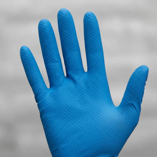 Guante Nitrilo Texturizado Azul 10 Gr TopSafe (50 Unidades) | Extra Resistente y Sin Látex