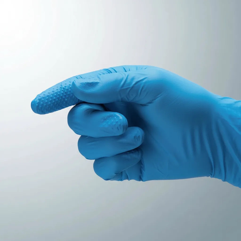 Guante Nitrilo Texturizado Azul 10 Gr TopSafe (50 Unidades) | Extra Resistente y Sin Látex