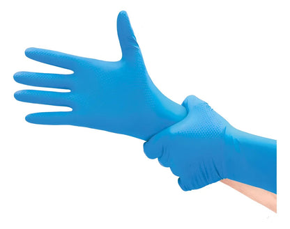 Guante Nitrilo Texturizado Azul 10 Gr TopSafe (50 Unidades) | Extra Resistente y Sin Látex
