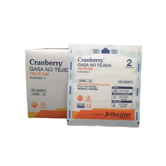 Gasa Estéril No Tejida Cranberry 7.5x7.5 cm | Caja 50 Sobres | Alta Absorción y Suavidad | Uso Médico y Primeros Auxilios