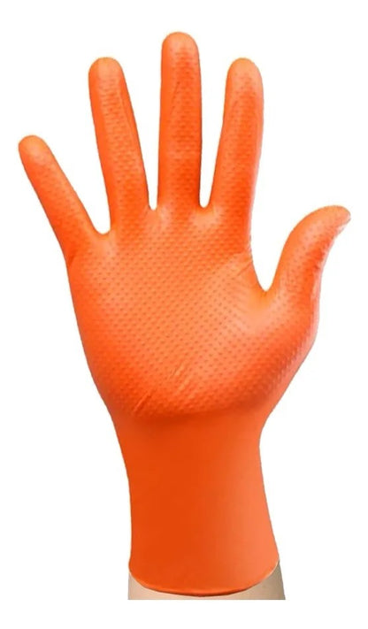 Guantes Nitrilo Naranjo Tresor 100 Und| Alta Resistencia y Agarre