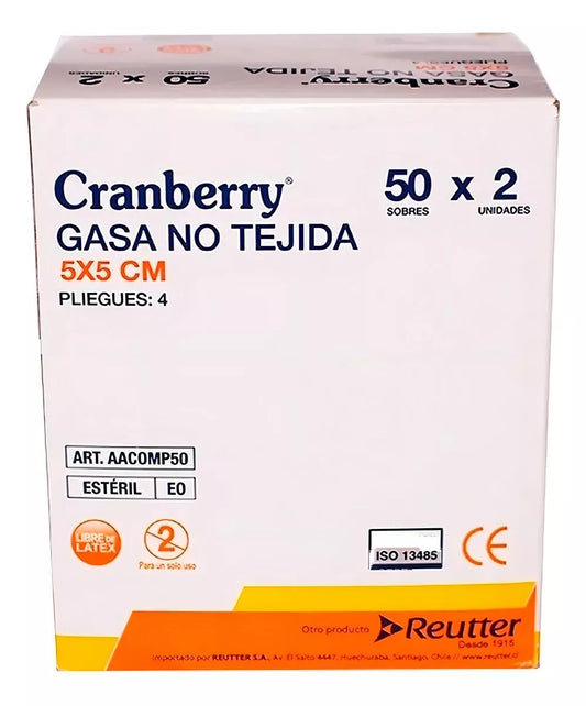 Gasa Estéril No Tejida Tamaño 5x5 Cm Caja De 50 Sobres Cranberry