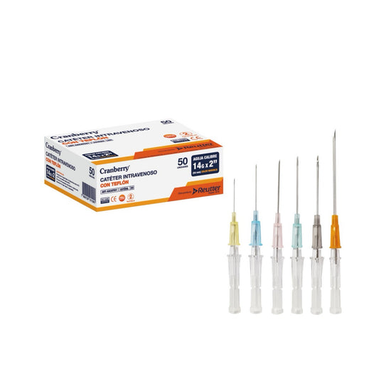 Cateter Intravenoso Branula C/teflón Estéril 50un. Cranberry
