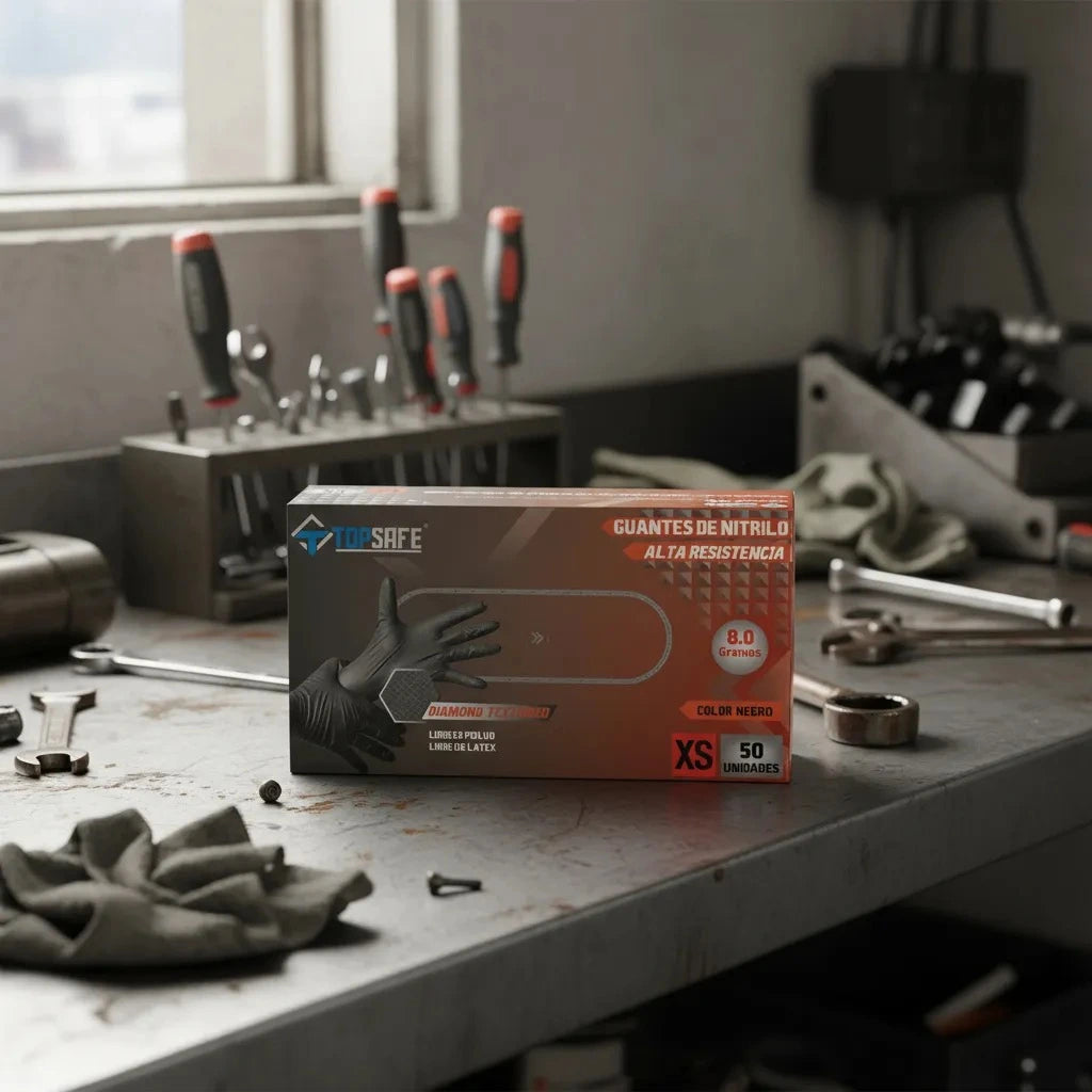 Guantes Nitrilo Diamantados Top Safe 8g - Pack 5, 10 y Unidad Elegir Color