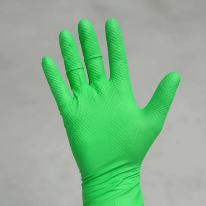 Guante Nitrilo Verde Flúor 8 Gr TopSafe | Texturizado, Extra Resistente y Sin Látex
