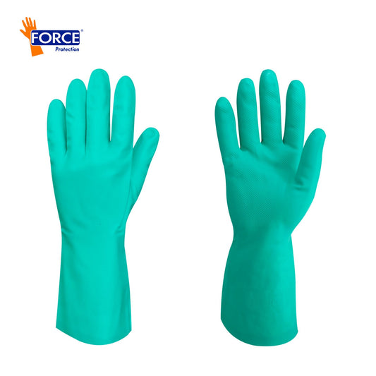 Pack 12 Guantes Nitrilo Largo Verde Flocado Force
