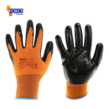 Pack 12 Guantes Force Multiflex Palma Nitrilo Naranjo