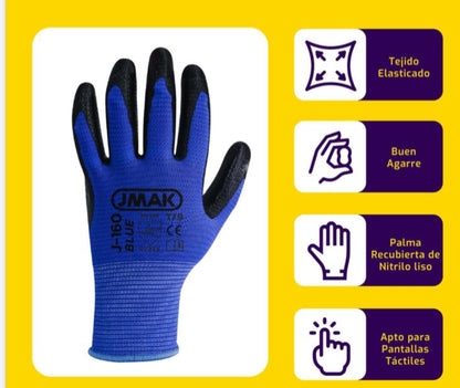 Pack 12 Guantes Multiflex Multiproposito Palma Nitrilo T/9