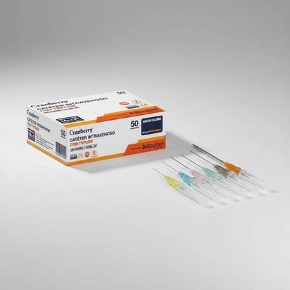 Catéter Intravenoso Bránula con Teflón Cranberry - Caja 50 Unidades - Estéril