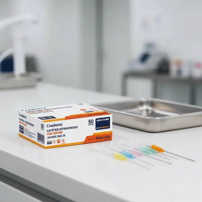 Catéter Intravenoso Bránula con Teflón Cranberry - Caja 50 Unidades - Estéril