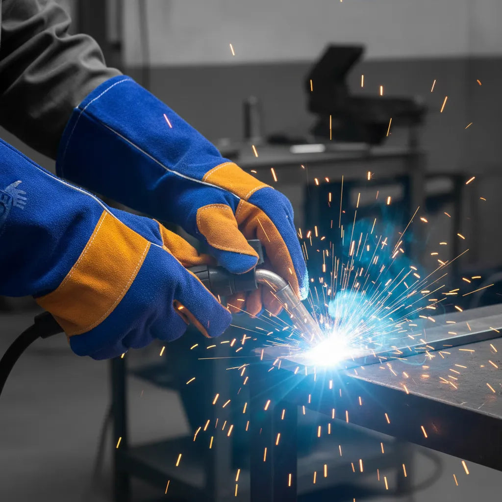 Guante Soldador Reforzado Azul con Hilo Kevlar L-350 | Certificado