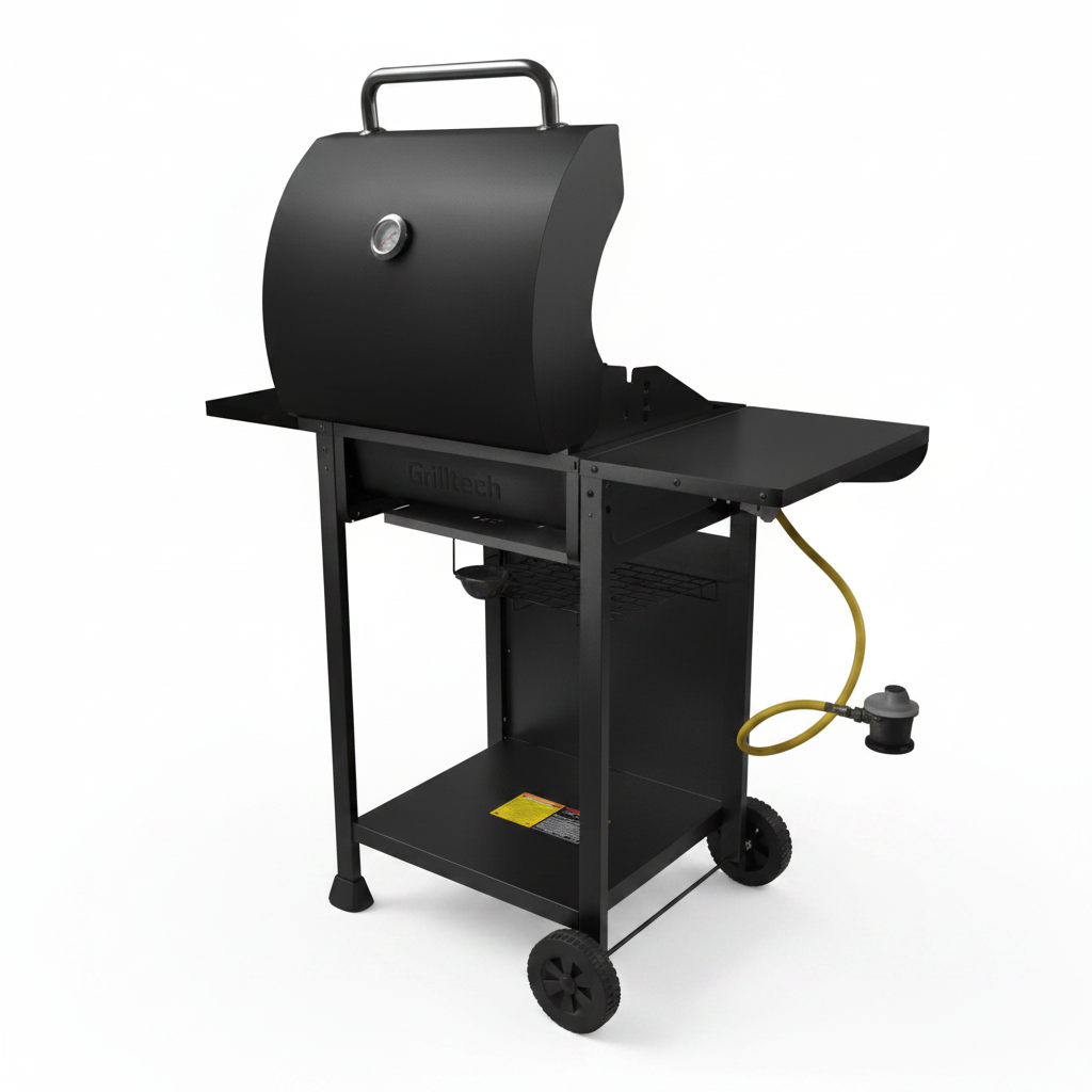 Parrilla a Gas Grilltech 2 Quemadores vista 3/4 diseño compacto