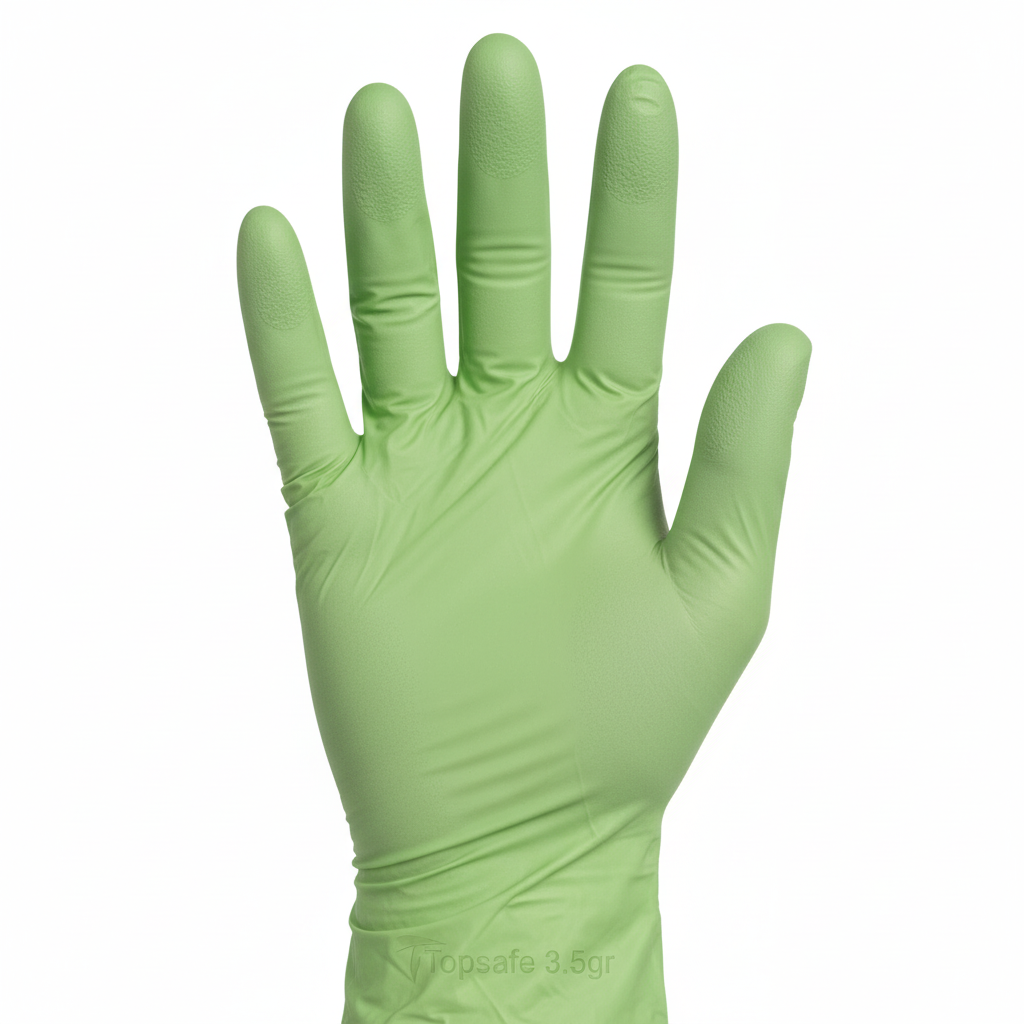Detalle textura guante nitrilo verde Topsafe 3,5 gr