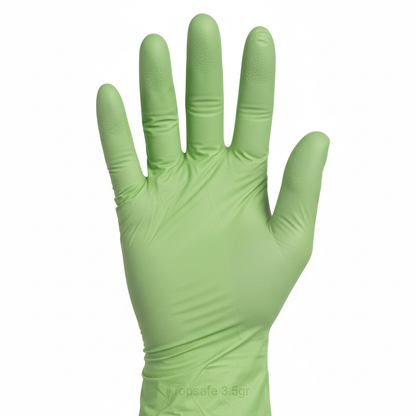 Detalle textura guante nitrilo verde Topsafe 3,5 gr