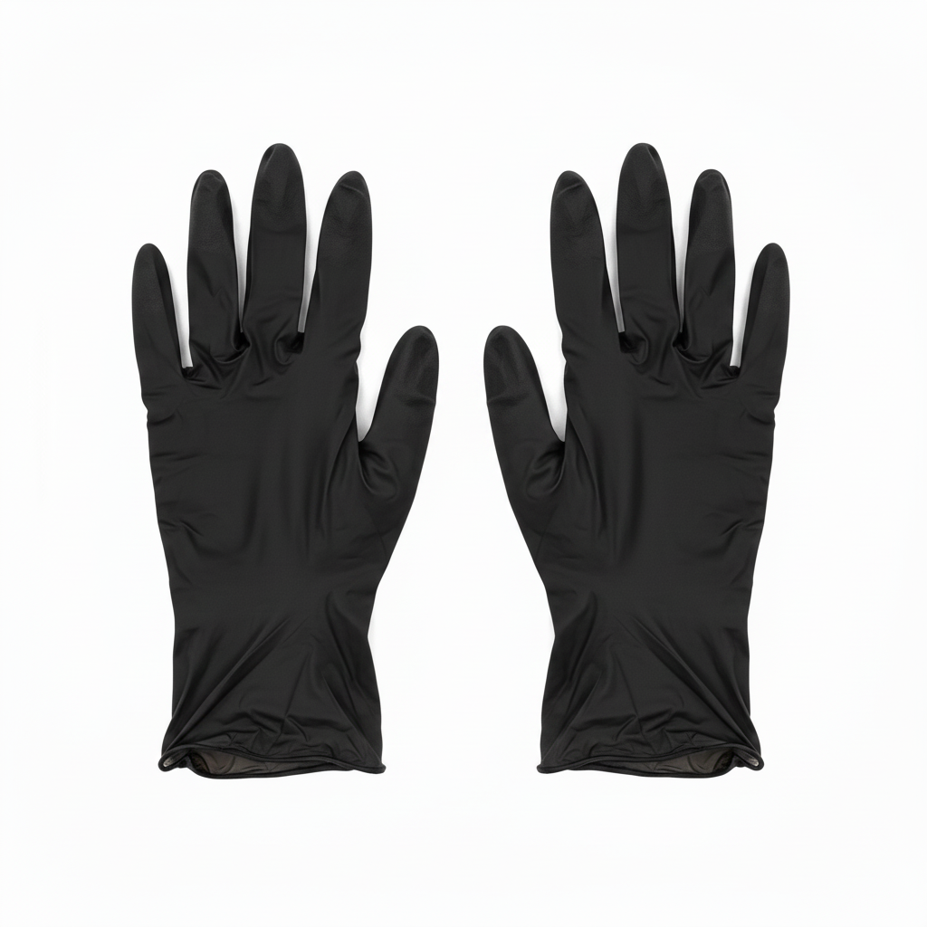 Par de guantes de examen de nitrilo negro Tresor en vista superior
