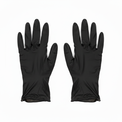Par de guantes de examen de nitrilo negro Tresor en vista superior