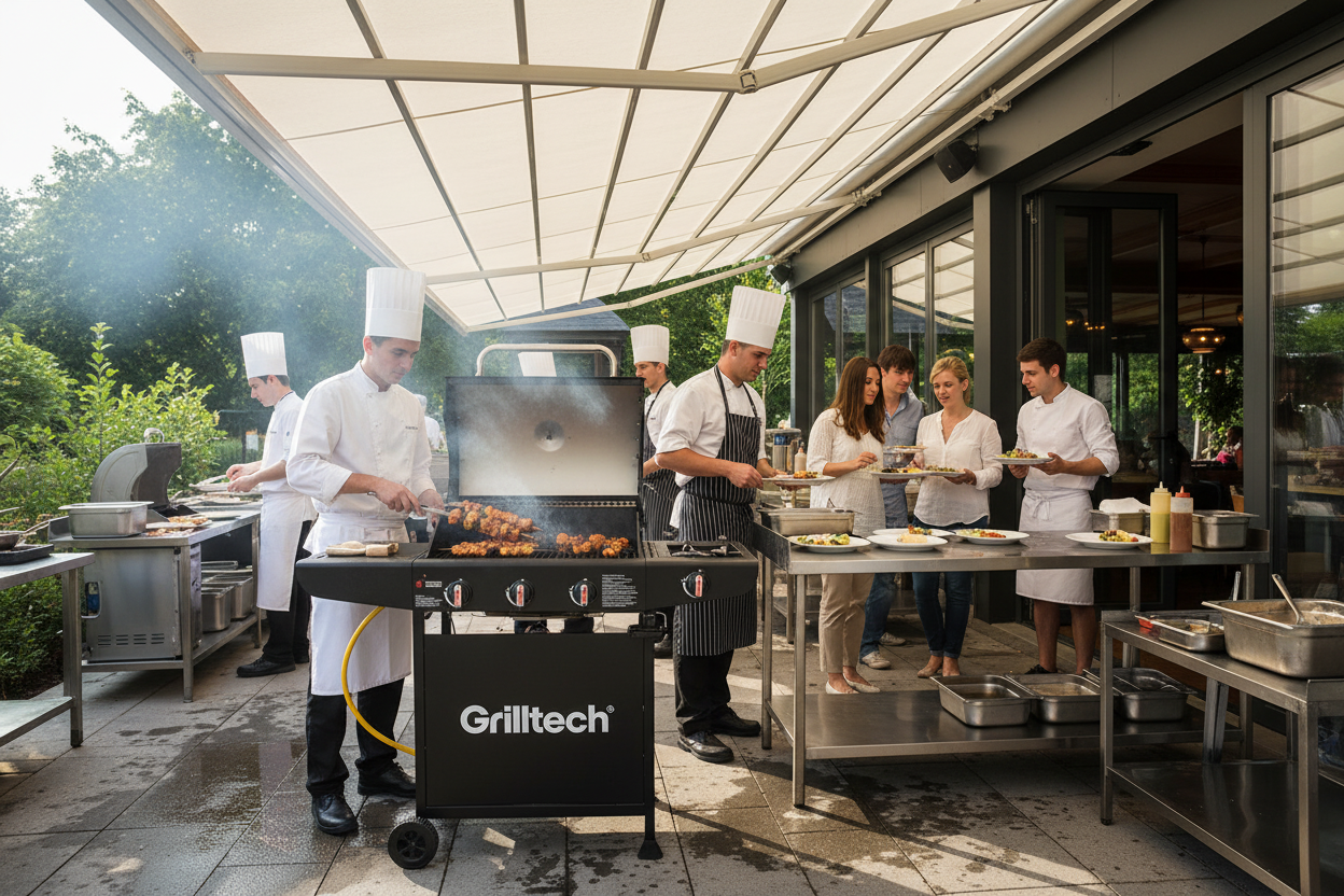 Parrilla Grilltech en uso catering restaurante