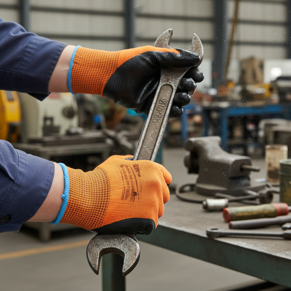 Guantes Force Multiflex en uso industrial con herramienta