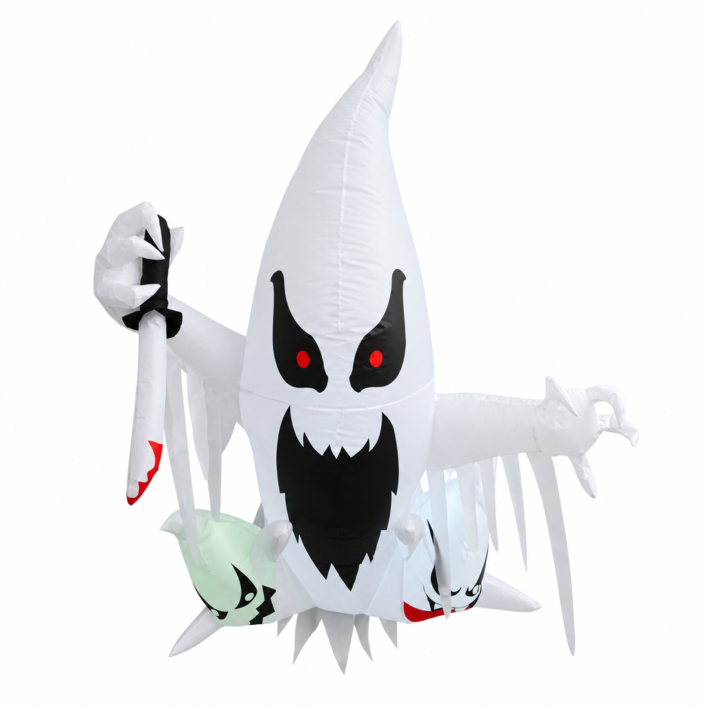 Inflable Halloween fantasma para puerta sobre fondo blanco