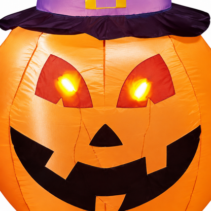 Detalle de la cara de la calabaza inflable