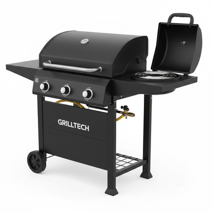 Parrilla a Gas Grilltech vista lateral quemador lateral
