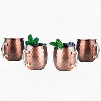 Set 4 mugs de cobre premium 600ml vista frontal
