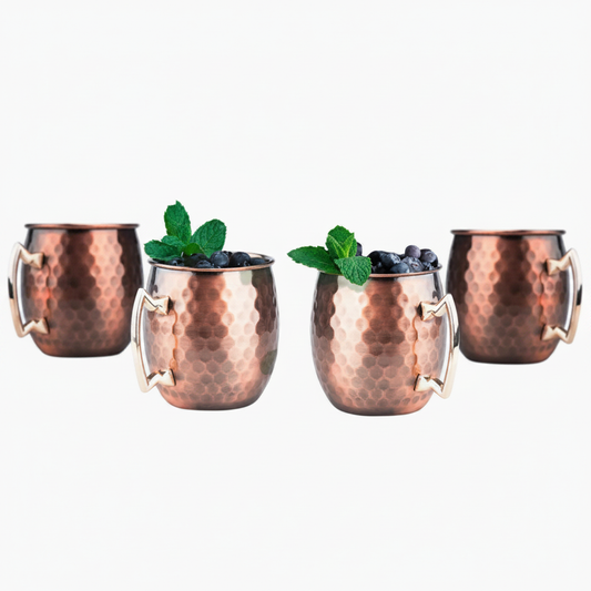 Set 4 mugs de cobre premium 600ml vista frontal