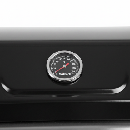 Detalle termómetro integrado tapa parrilla Grilltech