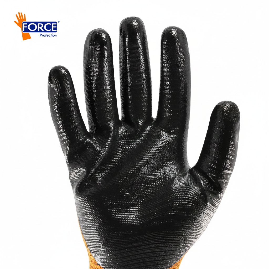Guantes Force Multiflex - Detalle palma nitrilo negro