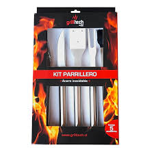 Kit Parrillero Grilltech Acero Inoxidable en caja