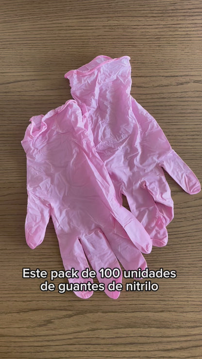 Guantes Nitrilo Rosa Antideslizantes Top Safe 100u | Resistentes y Libres de Látex
